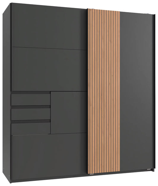 Skriňa s posuvnými dvermi COBURG dub Artisan/grafit 180
