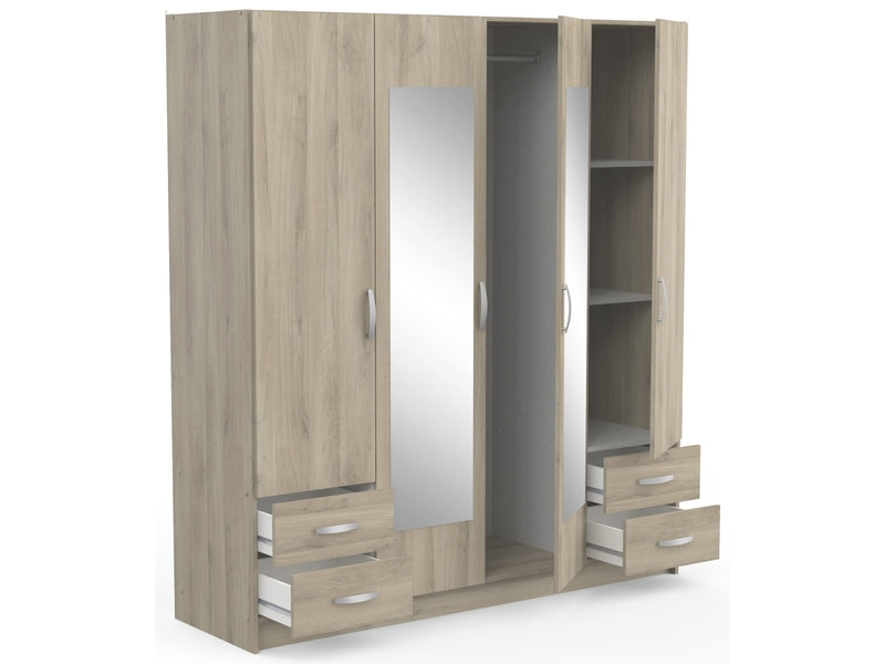Armoire 4 porte(s) battante 4 tiroir(s) POP coloris Chêne Kronberg largeur 172 cm