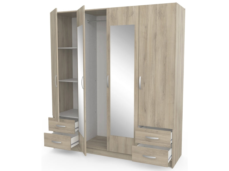 Armoire 4 porte(s) battante 4 tiroir(s) POP coloris Chêne Kronberg largeur 172 cm