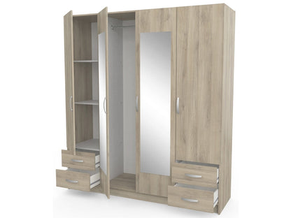 Armoire 4 porte(s) battante 4 tiroir(s) POP coloris Chêne Kronberg largeur 172 cm
