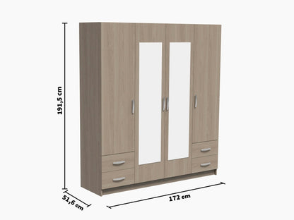 Armoire 4 porte(s) battante 4 tiroir(s) POP coloris Chêne Kronberg largeur 172 cm