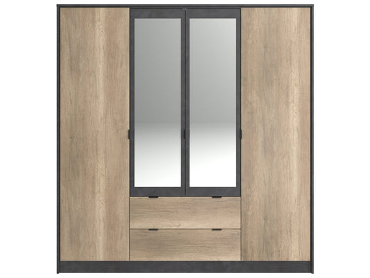 Armoire 4 porte(s) battante TORONTO coloris Imitation chêne authentic et steam black largeur 187.6 cm