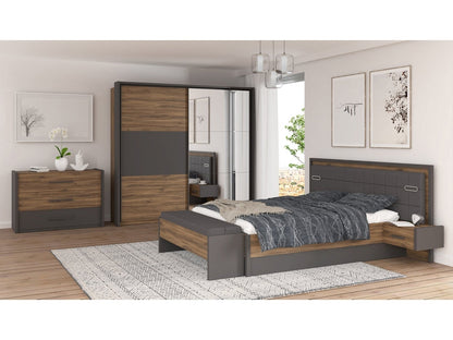 Armoire 2 porte(s) coulissante 0 tiroir(s) PEMBURY coloris Chêne / Anthracite largeur 231 cm